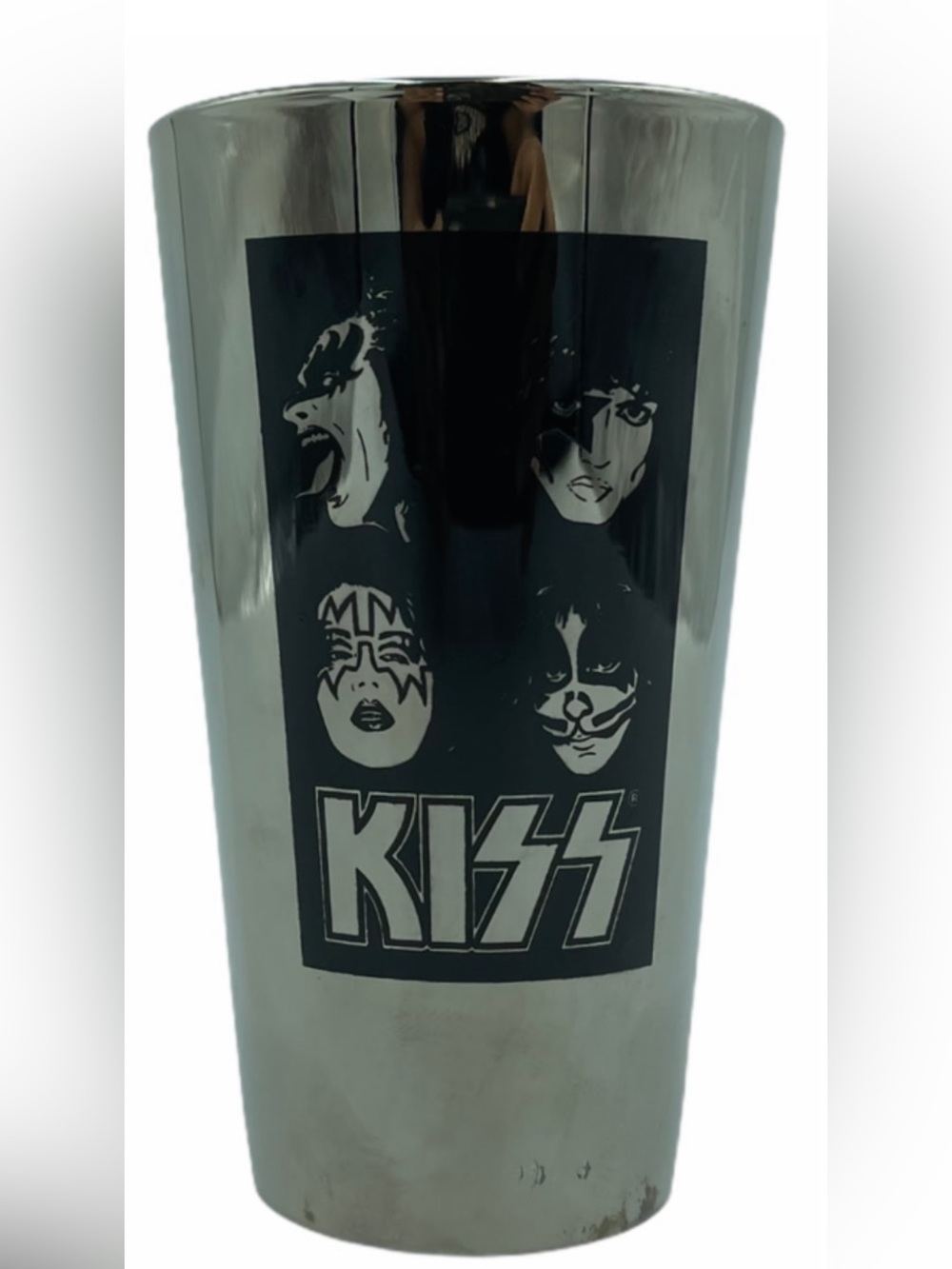 KISS Collectible 2003 Chrome Glass Black & Silver Logo